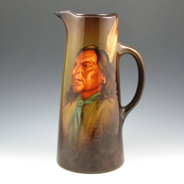 Appraisal: Weller Louwelsa Native American Indian portrait pitcher by Levi J