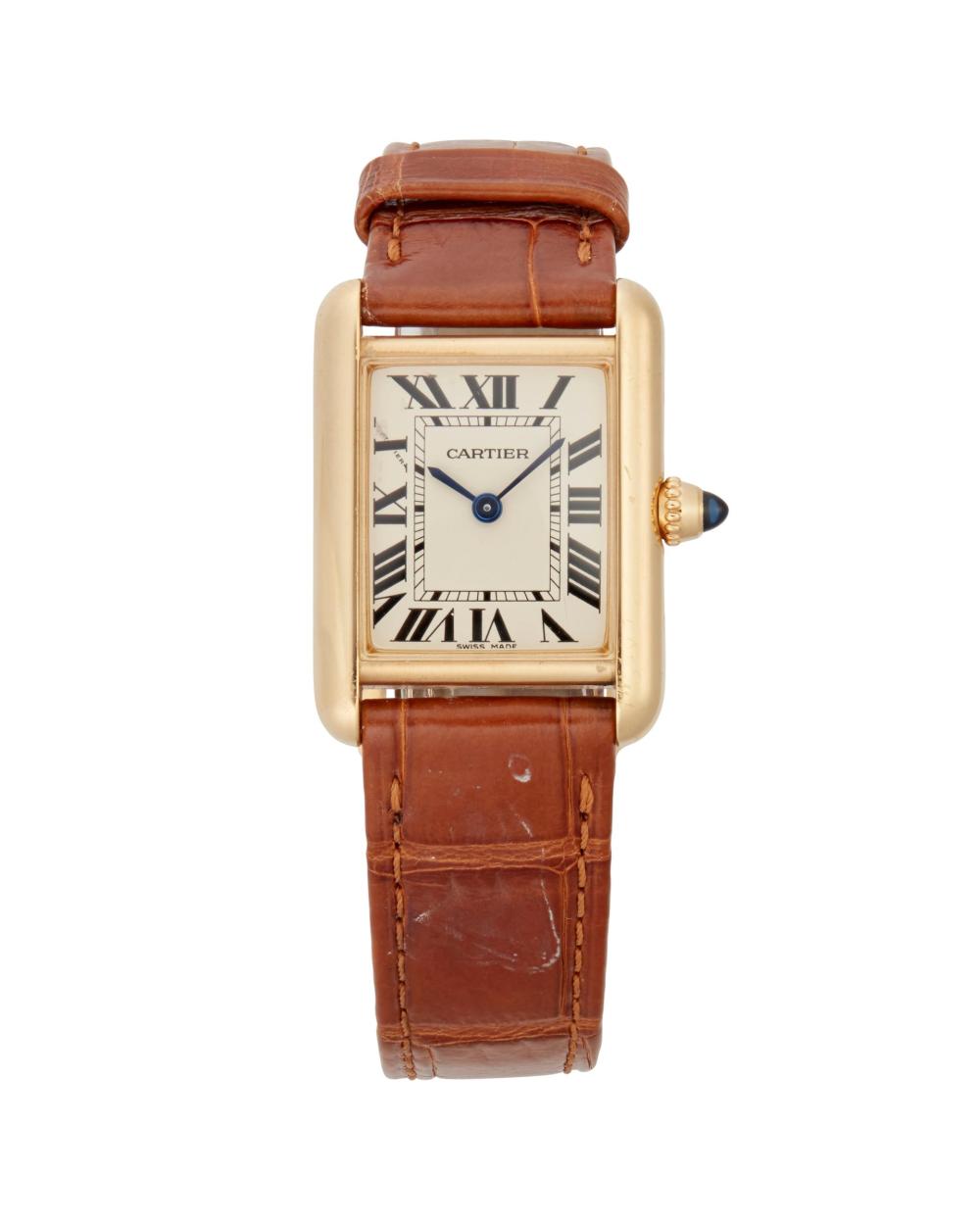 Appraisal: A CARTIER 'TANK LOUIS' GOLD WRISTWATCHA Cartier 'Tank Louis' gold