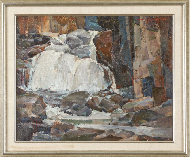 Appraisal: Waterfall oil on canvas x SUR Artist American - S