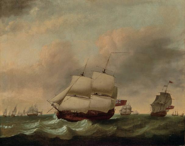 Appraisal: Dominic Serres British - English Naval Fleet at Sea Oil