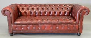 Appraisal: Leather Chesterfield sofa slight wear to arms wd in Leather