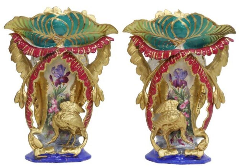 Appraisal: pair Large French Old Paris porcelain garnitures vases late th