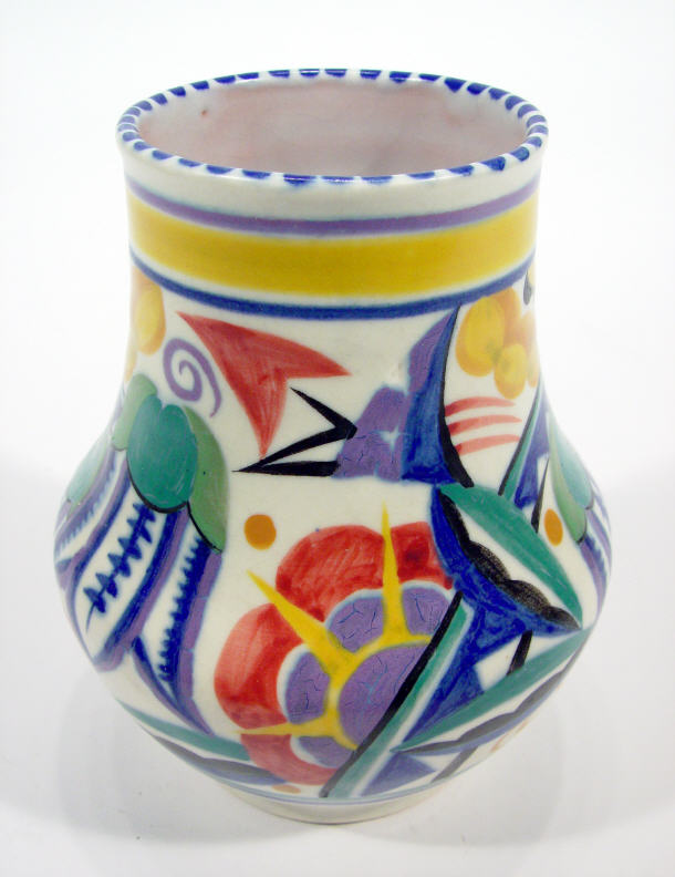 Appraisal: Poole pottery vase hand painted with Art Deco style flowers