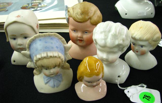 Appraisal: Group of Six Antique China Doll heads in various styles