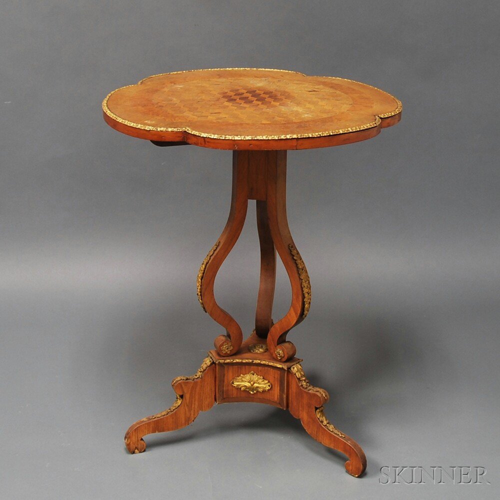 Appraisal: Louis XV-style Walnut Veneer Parquetry Inlaid Side Table th century