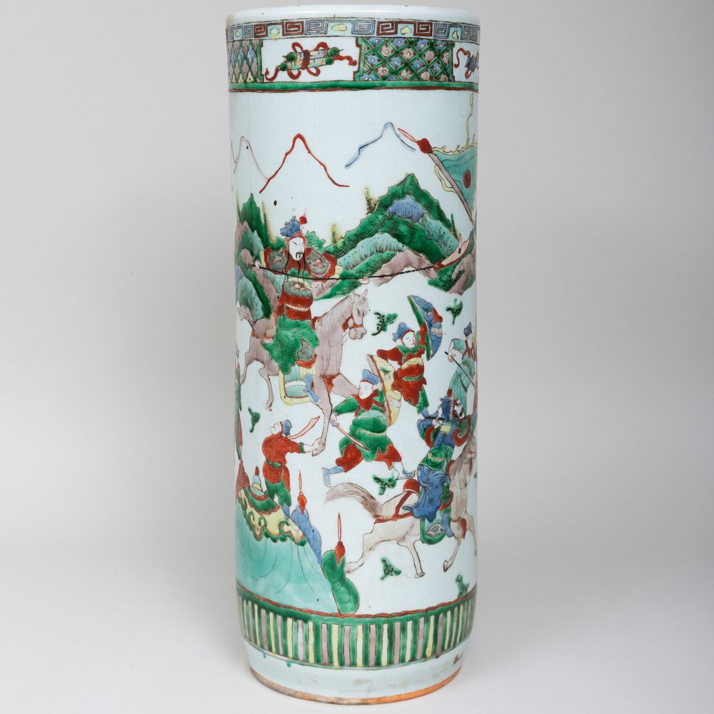 Appraisal: Chinese Famille Verte Umbrella Stand x in diam Property from