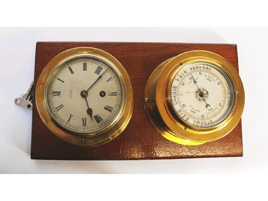 Appraisal: ARMSTRONG MANCHESTER LATE NINETEENTH CENTURY BULKHEAD TYPE CLOCK AND A