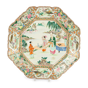 Appraisal: A Chinese Famille Rose Porcelain Octagonal Charger th Century Diameter