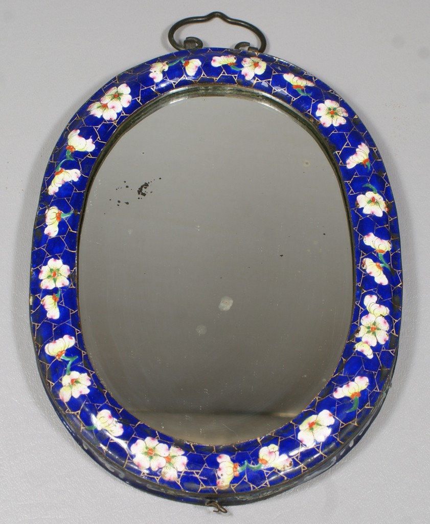 Appraisal: Enameled brass Chinese wall mirror with Famille rose decoration some