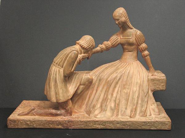 Appraisal: A French terracotta figural group of lovers after Demetre H