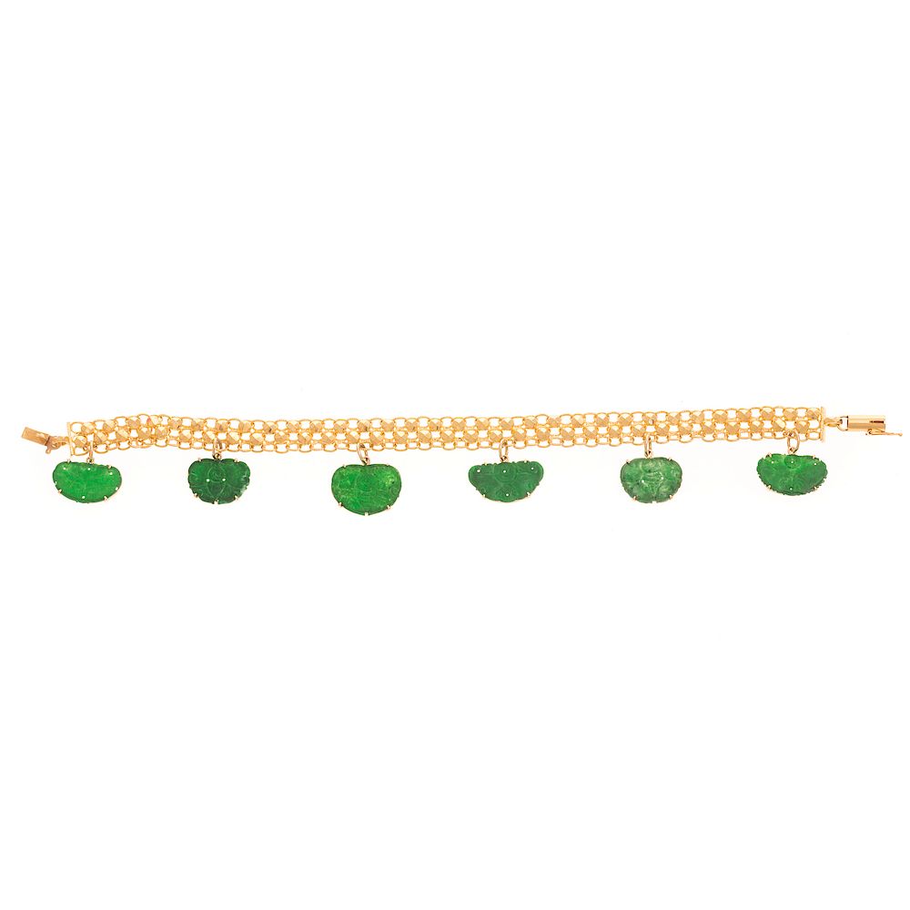 Appraisal: A Ladies Jadeite Butterfly Bracelet in K Gold K yellow