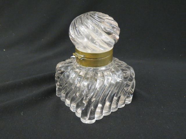 Appraisal: Antique Glass Inkwell swirling design