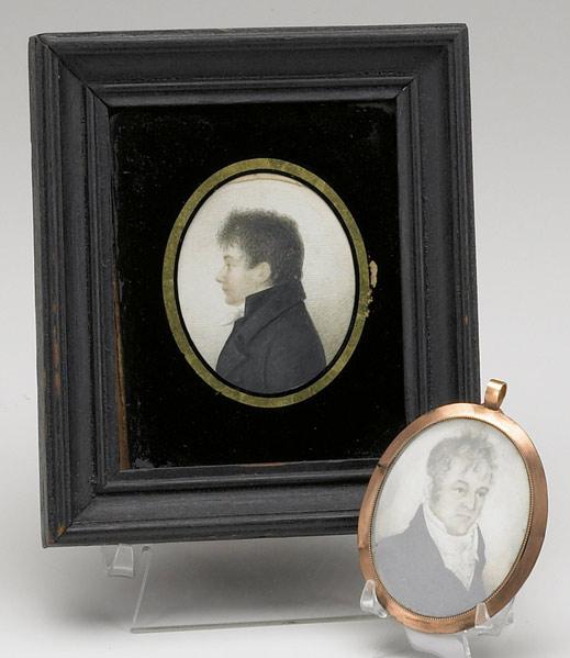 Appraisal: PORTRAIT MINIATURES Two portraits on ivory of gentlemen one in