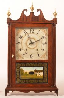 Appraisal: Eli Terry Mahogany Pillar and Scroll Clock Weight driven hour