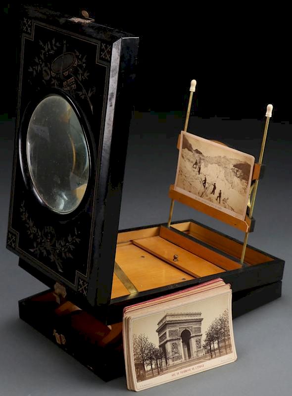 Appraisal: A VICTORIAN GRAPHOSCOPE CABINET CARD VIEWER A VICTORIAN GRAPHOSCOPE CABINET