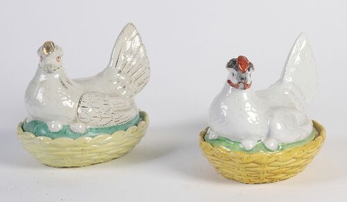 Appraisal: Two th century Staffordshire hen tureens and covers cm wide