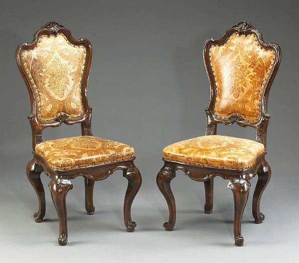 Appraisal: A good set of twelve Italian Rococo walnut chairs Lombardymid