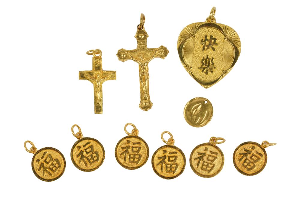 Appraisal: GROUP OF ASSORTED HIGH KARAT YELLOW CHINESE GOLD CHARMScomprising one