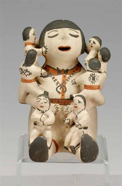 Appraisal: Polychromed Pueblo Storyteller group dorothy trujillo cochiti th century Inscribed