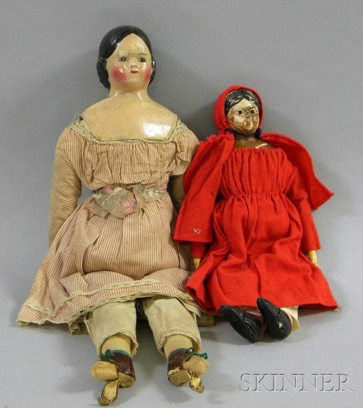 Appraisal: Two Painted Composition Shoulder Head Dolls with cloth and composition