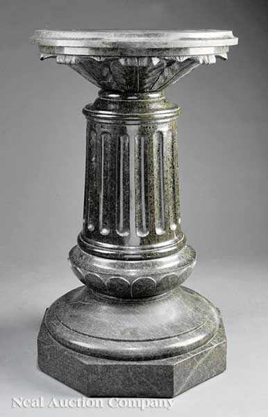 Appraisal: An American Classical-Style Verde Antico Marble Pedestal th c swivel