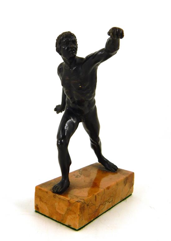 Appraisal: Bronze sculpture depicting a nude Greek male athlete in mid-stride