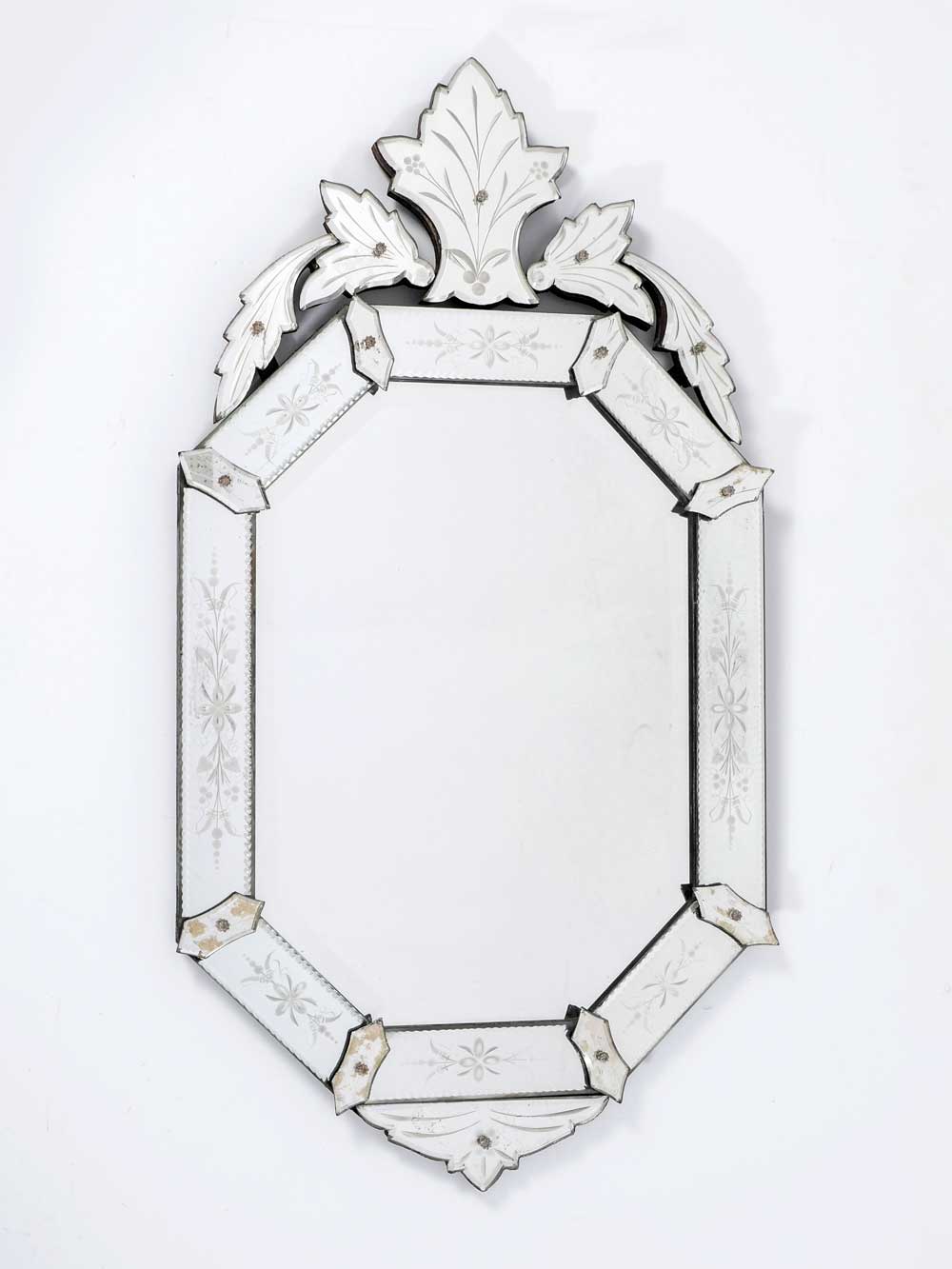 Appraisal: ART DECO BEVELED AND ETCHED VENETIAN MIRROR Art Deco octagonal