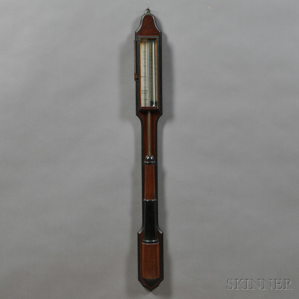 Appraisal: Walnut Stick Barometer by E C Spooner Boston Massachusetts c