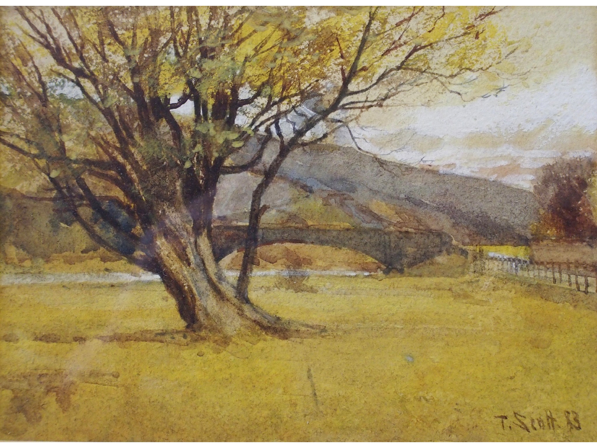 Appraisal: TOM SCOTT RSA Scottish - A BORDERS LANDSCAPEWatercolour signed and