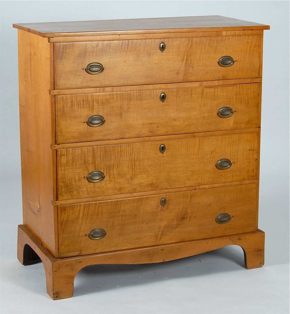 Appraisal: ANTIQUE CHIPPENDALE FOUR-DRAWER TALL CHEST Late th CenturyIn maple and