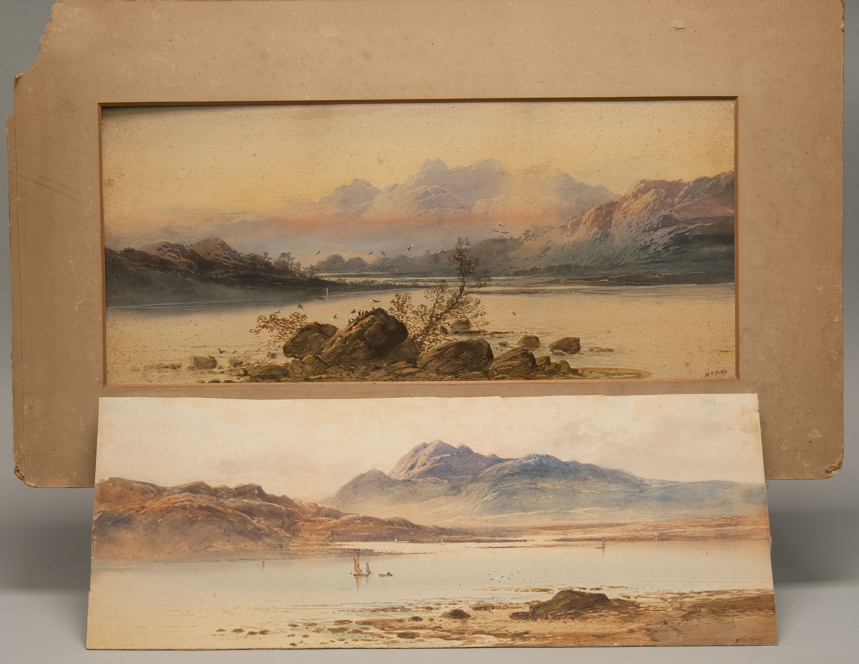 Appraisal: TWO UNFRAMED WATERCOLORS WILLIAM HENRY EARP British - Both panoramic