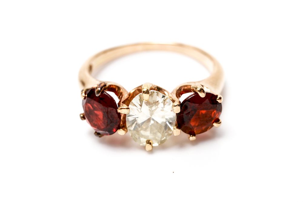 Appraisal: K Gold Carat Diamond w Garnets Ring K yellow gold