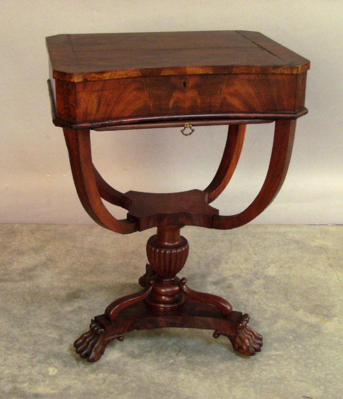 Appraisal: Empire mahogany sewing stand ca h w