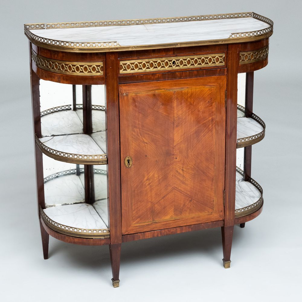 Appraisal: Louis XVI Style Mahogany and Tulipwood Parquetry Console Desserte Composed