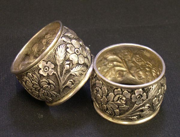 Appraisal: Set of Eleven Italian Annular Sterling Silver Napkin Rings in