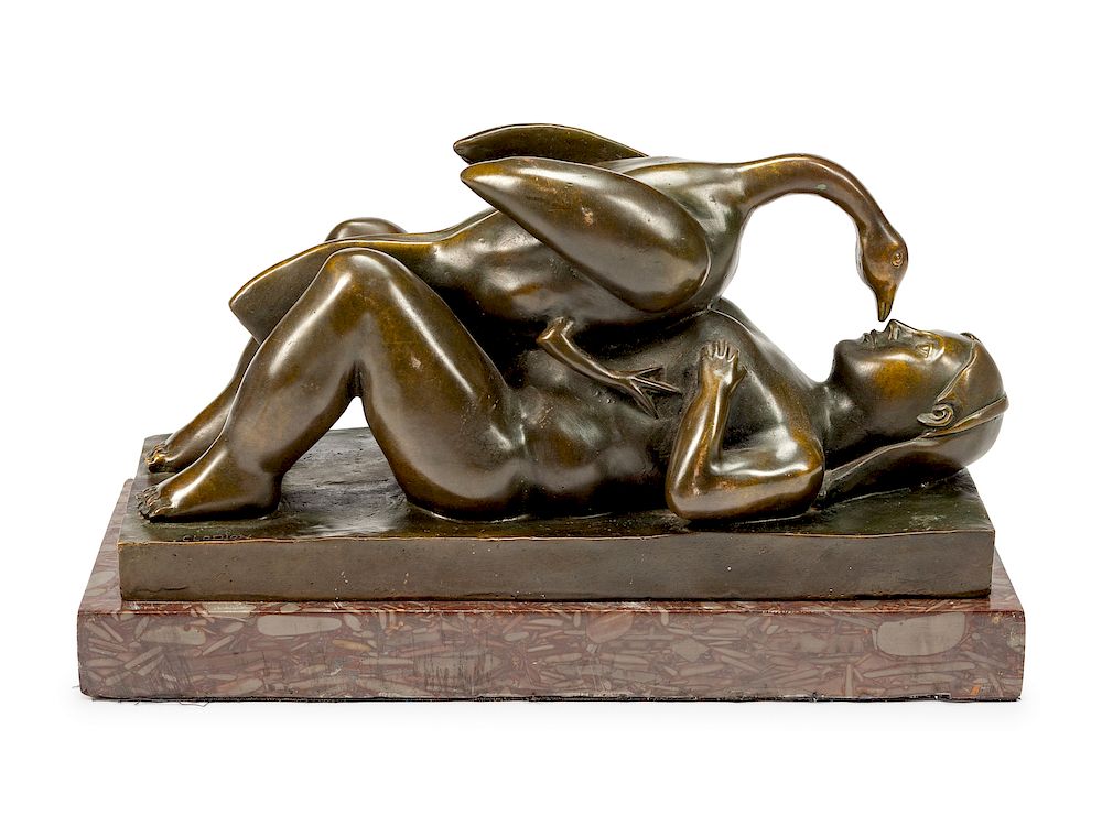 Appraisal: A Patinated Bronze Group Leda and the Swan A Patinated