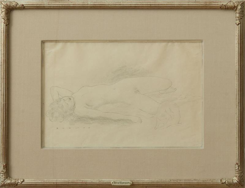 Appraisal: REN RANSON - RECLINING NUDE Pencil on paper signed 'Ranson'