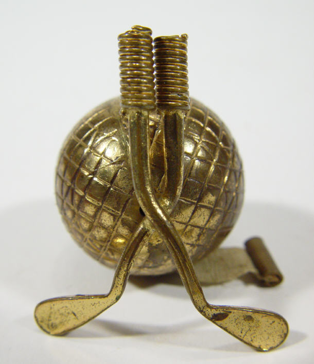 Appraisal: Brass novelty golf sewing tape measure of globular form with