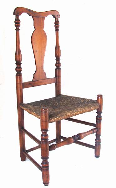 Appraisal: A Queen Anne maple rush seat side chair New England