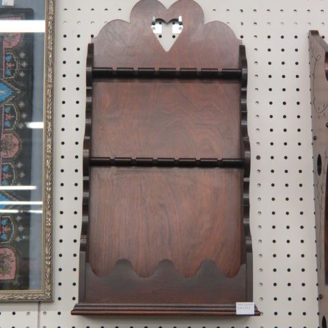 Appraisal: Mahogany Spoon Cutlery Wall Rack heart cut-out decor