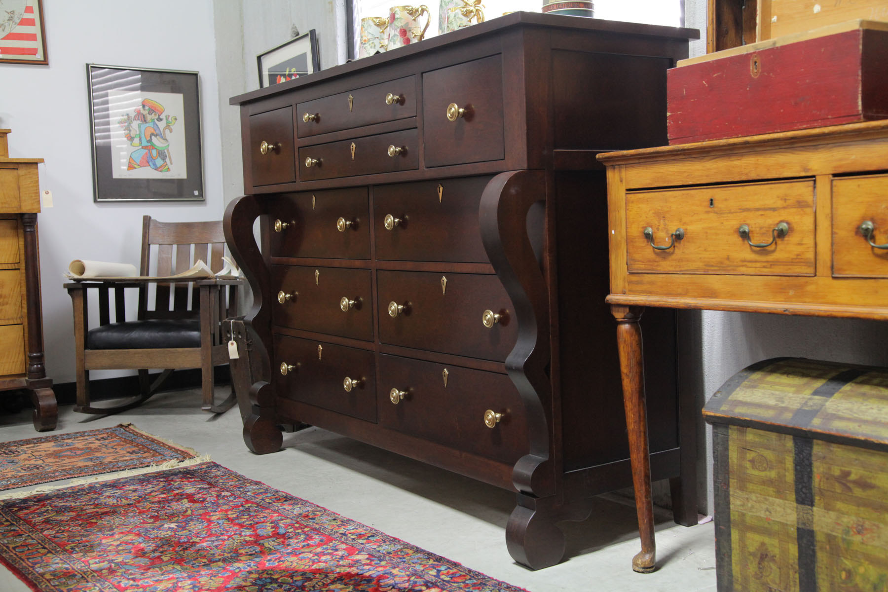 Appraisal: HICKORY CHAIR CO FITTED DRESSER North Carolina th century Mahogany