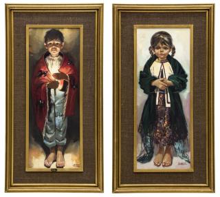 Appraisal: PORTRAITS BOY GIRL SIGNED BARAN DIRAN MEXICO lot of Framed