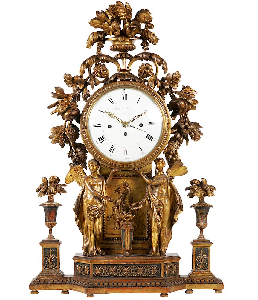 Appraisal: C Johann Sachs Carved Wood Clock Johann Sachs Austrian clock