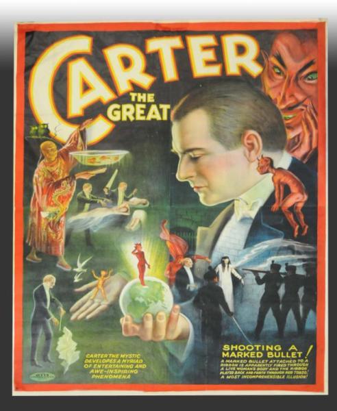 Appraisal: Impressive Carter the Great Magic Poster Description Four panel poster