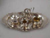 Appraisal: A silver hand made miniature tea and coffee set comprising