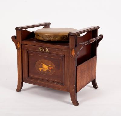 Appraisal: An Edwardian inlaid piano stool with box base on a