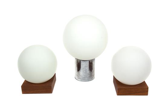 Appraisal: Sale Lot Three Mid-Century Frosted Glass Globe Form Table Lamps