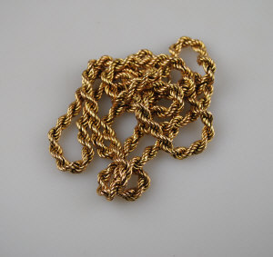 Appraisal: ct yellow gold rope chain approx cm in length approx