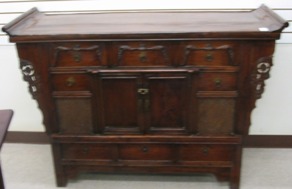 Appraisal: CHINESE BAI YU WOOD ALTAR CABINET the rectangular top with