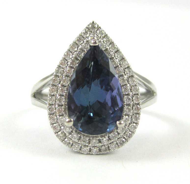 Appraisal: TANZANITE DIAMOND AND FOURTEEN KARAT GOLD RING The white gold